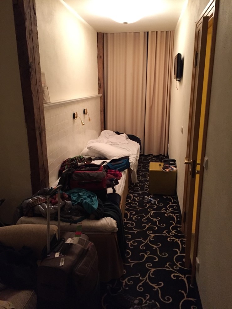 This is my very messy room in Talinn, Estonia. I was lucky to have it as my own, though technically it was designed for two people!