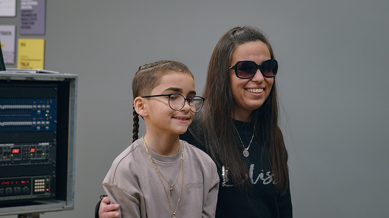 Michelle Guadalupe Felix Garcia, at right, mixed FOH for Lititz local JJ, an 11-year-old aspiring rapper, left.