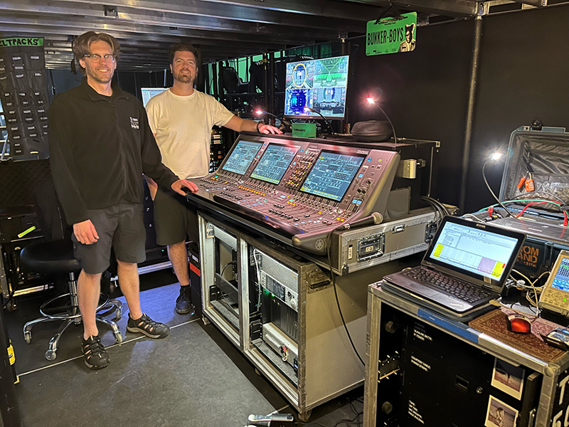 From left, engineers Paul Wichmann (FOH) and Landon Storey (MON).
