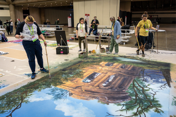 People participating in a hands on paint lab