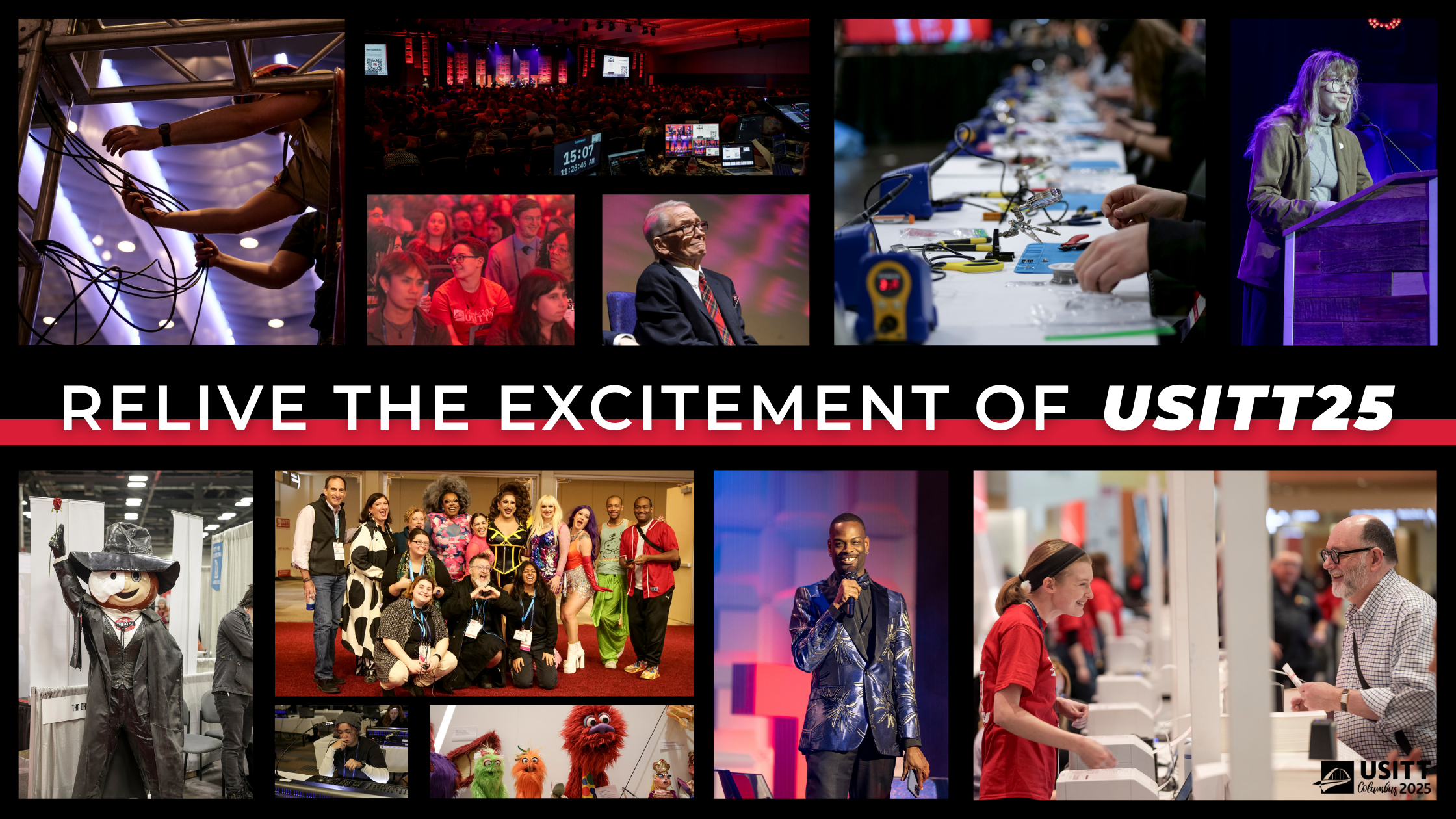 Relive USITT25 photo collage graphic