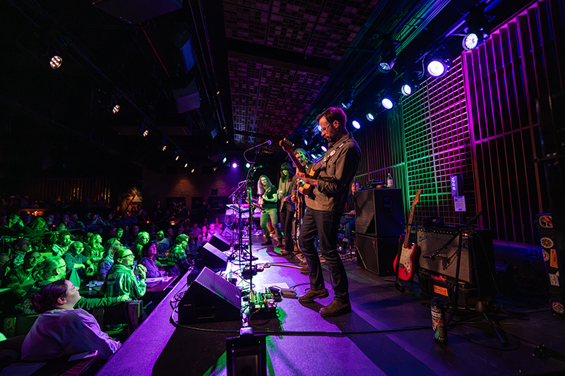 A band performs on the stage at Garcia's in Chicago.
