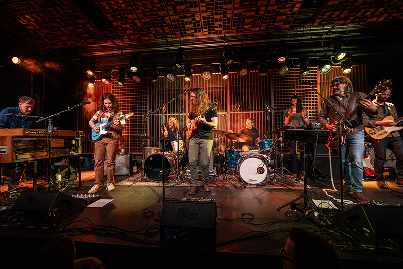 A band performs on the stage at Garcia's in Chicago.